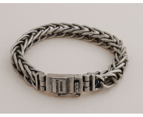 Silver bracelet, 925/000, Budha-to-Budha, braided model with box clasp and safety.&nbsp;Width 9mm, length 22.5cm.&nbsp;about 