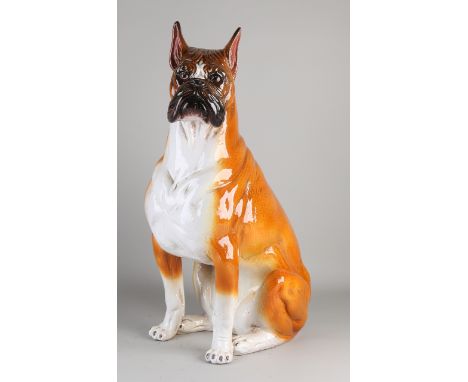 Large ceramic boxer dog.&nbsp;Second half of the 20th century.&nbsp;Dimensions: H 62 cm.&nbsp;In good condition.