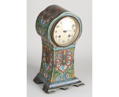 Dutch pottery Jugendstil clock.&nbsp;Milana Gouda.&nbsp;Painter J. Circa 1910. Floral decor.&nbsp;Functions not tested.&nbsp;