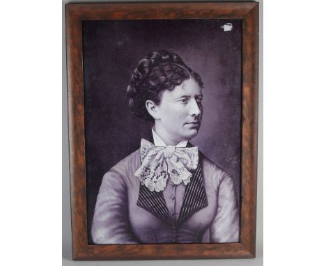 Large 19th century French porcelain plaque.&nbsp;Woman's portrait, verso Ester Damfreville.&nbsp;Painted by E. Yvelot 1879. S