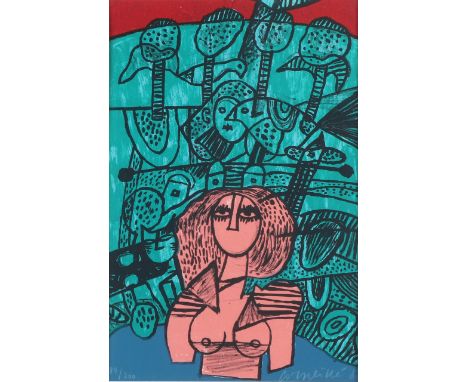 Corneille.&nbsp;1922 - 2010. No.&nbsp;89/200.&nbsp;Topless lady.&nbsp;Lithograph on paper.&nbsp;Dimensions: H 31 x W 20 cm.&n