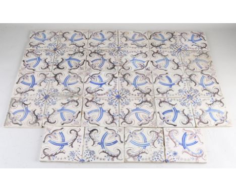 Twenty-eight pieces of 18th - 19th century tiles.&nbsp;Bracket bag model.&nbsp;Seven times four-pass.&nbsp;Rococo style.&nbsp