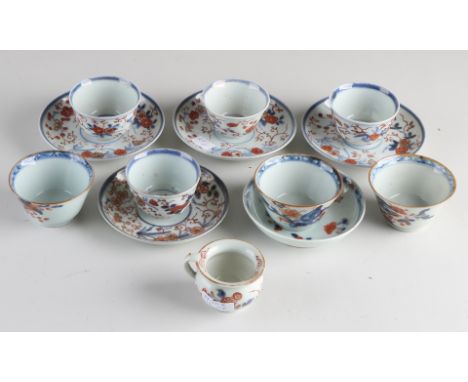 Lot 18th - 19th century Japanese + Chinese porcelain.&nbsp;Consisting of: Miniature pot, restored.&nbsp;Five cups + saucers.&