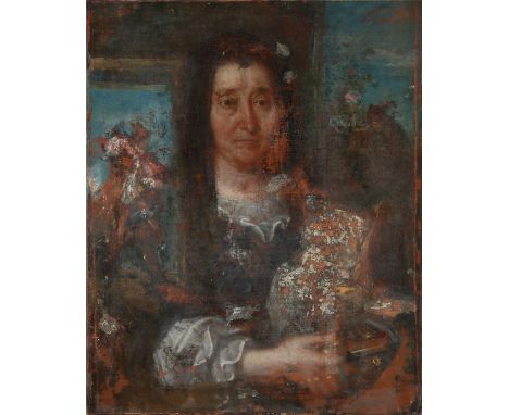 Not signed.&nbsp;18th century.&nbsp;Portrait lady.&nbsp;Greatly polished.&nbsp;Oil on linen.&nbsp;Dimensions: H 70 x W 54 cm.