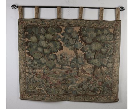 Antique?&nbsp;gobelin tapestry with silk backing.&nbsp;Landscape with birds decor.&nbsp;Renaissance style.&nbsp;Size: 152 x 1