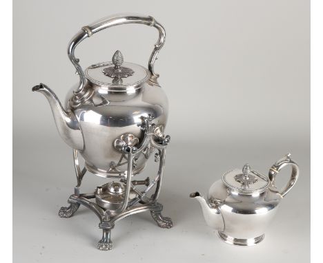 Two parts plated.&nbsp;1x Antique stock.&nbsp;1x Teapot.&nbsp;Size: 20 - 35 cm.&nbsp;In good condition.