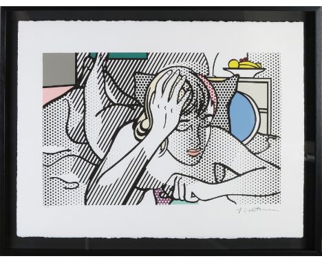 Roy Lichtenstein.&nbsp;No.&nbsp;18/199.&nbsp;American School.&nbsp;Reclining naked woman.&nbsp;Lithograph on paper.&nbsp;Dime