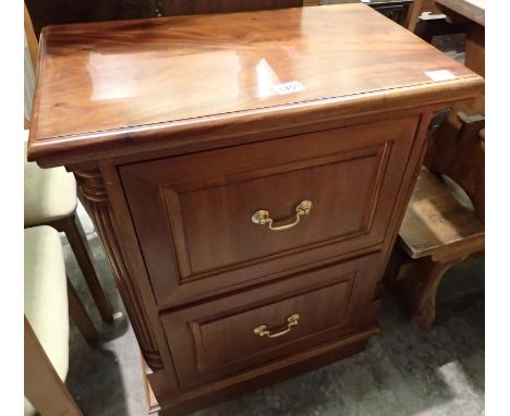 Mahogany chest of two drawers with brass handles. Not available for in-house P&amp;P 