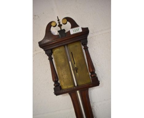 A late 18th century John Sharpe mercury stick barometer with mahogany caseCondition report - The pediment on this barometer h