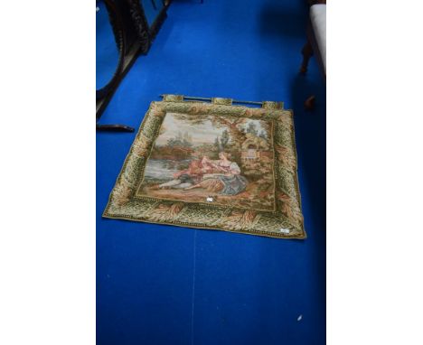 A tapestry style wall panel depicting courting couple