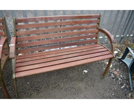 A cast iron framed railway or park style bench(one of three) approx 130cm
