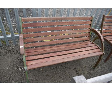 A cast iron framed railway or park style bench (one of three) approx 130cm