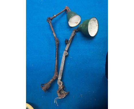 Two industrial adjustable wall light fittings