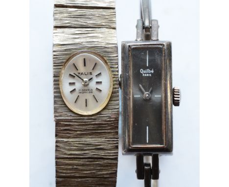 Quilbe, Paris, a French silver manual wind ladies bangle wristwatch, bearing control marks and Talis, a silver manual wind la
