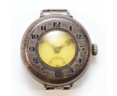 A WWI silver manual wind half hunter gentleman's trench wristwatch, London import 1917, with white enamel dial, luminescent n