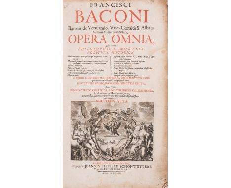 Bacon (Sir Francis) Opera Omnia, edited by Schonwetter, variant with Roman type headlines, title in red black with large engr