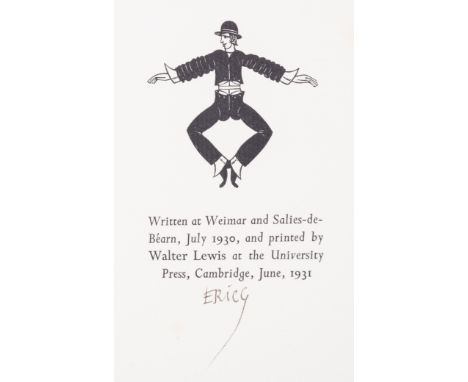 Gill (Eric) Clothes..., one of 160 special copies signed by the author/artist on colophon leaf at end, wood-engraved illustra