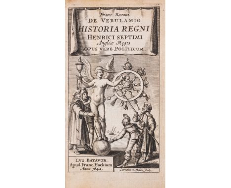 Bacon (Sir Francis) Historia Regni Henrici Septimi, first Latin edition, engraved title of men approaching the Wheel of Fortu