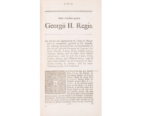 Royal African Company etc.- Volume of Acts of Parliament, including: An Act for the Application of a Sum of Money therein men