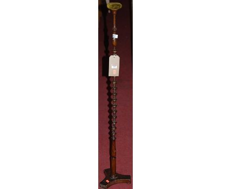 A late 19th century stained wood bobbin turned wig stand, h.117cm