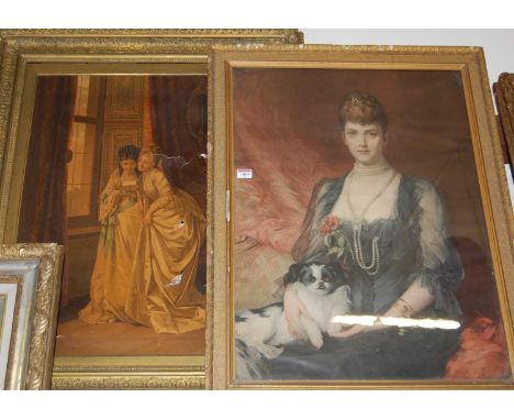 A Victorian framed portrait print, 74 x 52cm; together with a later Victorian oleograph (a/f) (2)