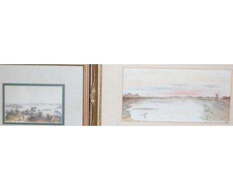 After George French Angas - View of Sydney, reproduction print; and H.W. Bell - Norfolk landscape, watercolour (2)