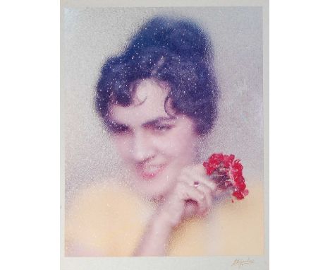Sr. S.D. Jouhar (1901-1963) - Portrait Study, colour photograph, signed in gilt lower right, the mount 49 x 39cm