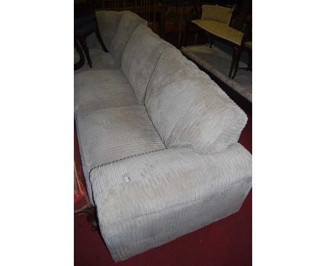 A large contemporary grey fabric upholstered corner sofa, 210 x 300cmCondition report: Some light marks and wear, otherwise i