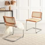 Cosenza Pair of 2 Dining Chairs, Cane & Chrome (Natural) - RRP £269.99. - ER32