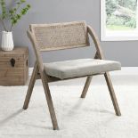Bordon Natural Cane Rattan Folding Chair with Grey Upholstered Seat - £139.99. - ER23B