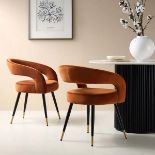 Laurel Wave Rust Velvet Set of 2 Dining Chairs - RRP £209.99. - ER32