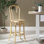 Camille Elm Wood and Rattan Bentwood Counter Stool, Natural - RRP £119.99. - ER32