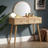 Frances Woven Rattan Dressing Table with Mirror, Natural - RRP £179.99. - ER32