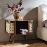 Izzy Curved Rattan Bedside Table, Walnut - RRP £119.99. - ER34