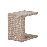 Hampshire Round Wicker Rattan Side Table, Natural - RRP £98.99. - ER44