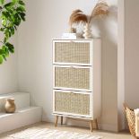 Frances Rattan 3 Tier Shoe Storage Cabinet, White - RRP £179.99. - ER41