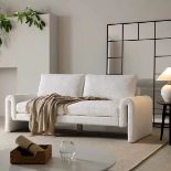 Hampstead White Boucle Curved 3-Seater Sofa - RRP £599.99. - ER23A