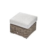 Bellagio Round Wicker Outdoor Footstool, Natural - RRP £169.99. - ER38