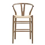 Hansel Wooden Natural Weave Counter Stool, Light Walnut Colour Frame - £189.99. - ER32