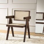 Jeanne Dark Walnut Cane Rattan Solid Beech Wood Dining Chair - RRP £169.99. - ER41