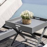 Pedra Aluminium Outdoor Side Tray Table, Grey - RRP £119.99. - ER23B
