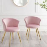 Kylie Set of 2 Pink Velvet Dining Chairs - £179.99. - ER35