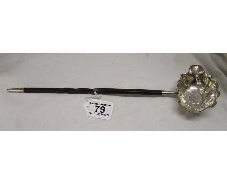 Georgian silver toddy ladle with inset coin &amp; baleen handle