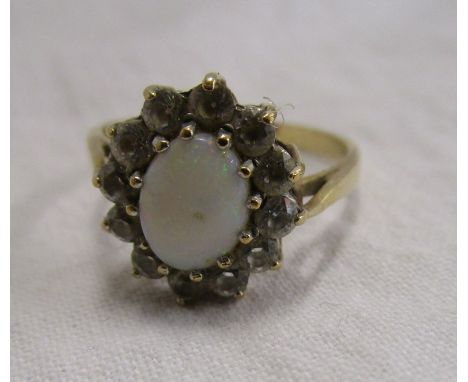 Gold opal cluster ring