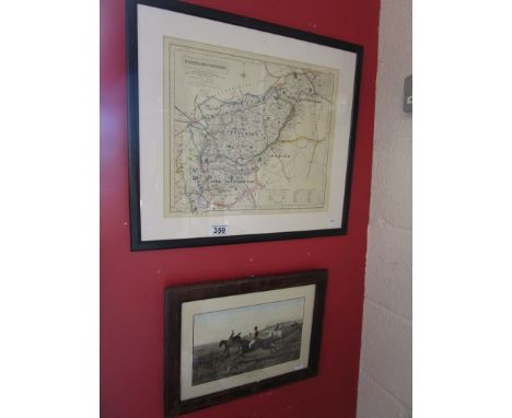 Hunting print &amp; map of the Northamptonshire hunt