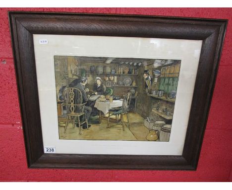 Cecil Aldin print - Sam Weller meets his mother-in-law for the first time.29cm x 40cm, framed.