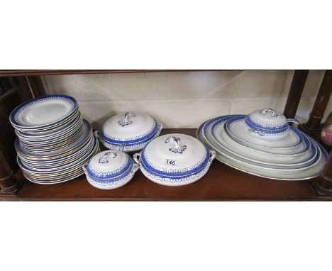 Shelf of blue and white Losol Ware