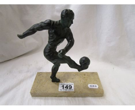 Bronze footballer figure on marble stand