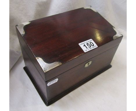 Silver mounted mahogany jewellery box