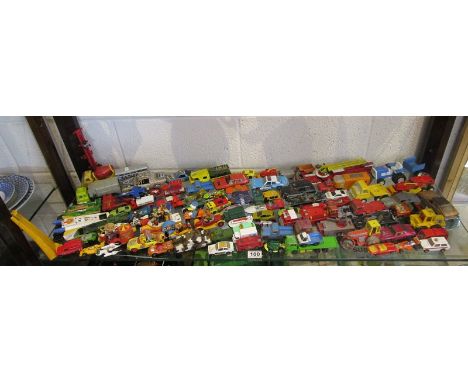 Shelf of die-cast vehicles etc to include Corgi, Dinky, Matchbox &amp; Tonka